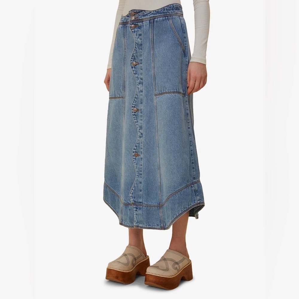 Farm Rio DENIM WAVE SKIRT
